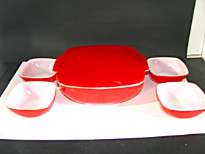 Vintage Pyrex Hostess Set 025 dish/Lid,410 12oz Bowls (Image1)