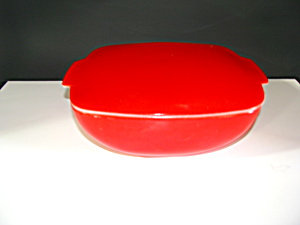 Vintage Pyrex 1949 Red Hostess Dish 025 dish/Lid    (Image1)