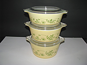Vintage Pyrex Shenandoah 471,472,473 Casserole Dishes (Image1)
