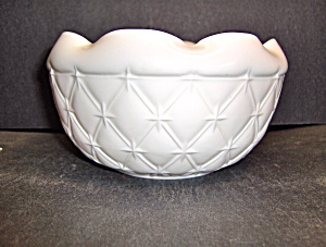 Indiana Milk Glass Diamond Quilted Crimped Bowl (Image1)