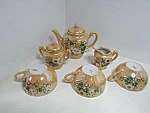 Vintage Orange Floral Lusterware  Miniature Tea Set (Image1)