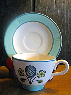 Metlox Poppytrail Blueberry Provincial Cup & Saucer Set
