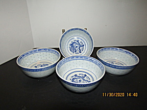 Vintage Oriental Blue/white Dragon Rice Dishes