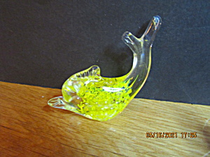 Vintage Heavy Glass Paperweight Yellow/Clear Fish (Image1)