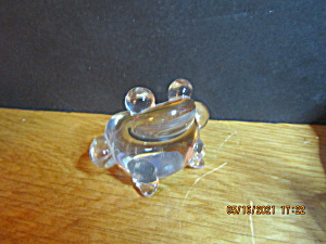 Vintage Heavy Glass Paperweight Clear Frog (Image1)