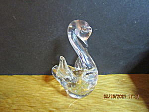 Vintage Heavy Glass Paperweight Clear/Bubbled Swan (Image1)