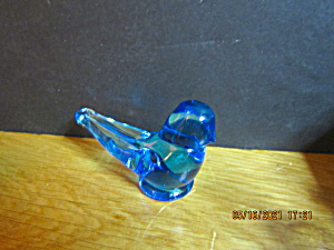 Vintage Heavy Glass Paperweight Medium Blue Bird (Image1)