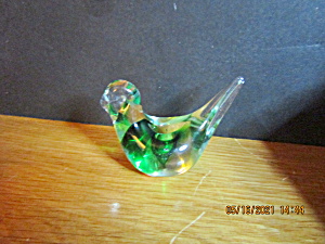 Vintage Heavy Glass Paperweight Green/Clear Bird (Image1)