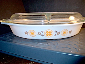 Vintage Corning Pyrex Town & Country Divided Casserole