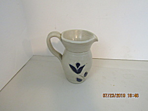 Vintage Blue & Gray Clay Pottery Mini Pitcher (Image1)