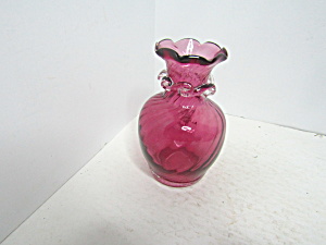 Vintage Purple Rose Blown Glass Small Swirl Vase  (Image1)