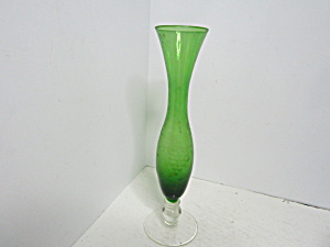 Vintage  Avocado Green Glass  Bud Vase  (Image1)