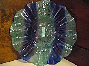 Venezia Blue/aqua Bubble Glass Dish