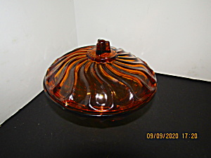 Vintage Amber Old Style Covered Candy Dish (Image1)