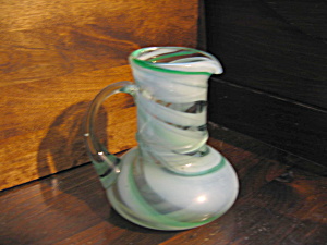 Vintage Art Glass Green Swirl Pitcher/Jug (Image1)