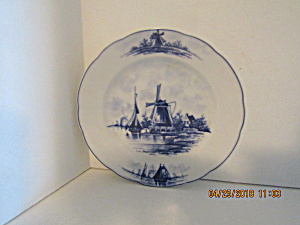 Vintage Delft Blue Windmill & Sailboat Plate (Image1)