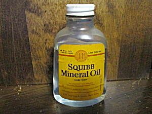 Vintage Plastic Medicine Bottle Squibb Mineral Oil (Image1)