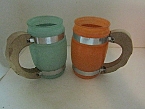 Vintage Siesta Ware Frosted Tankard/Barrel Mugs (Image1)