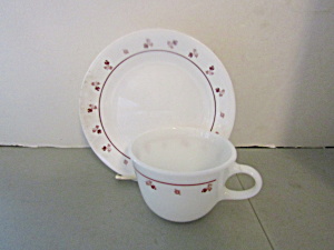 Vintage Corelle Burgundy Plate and Cup Set  (Image1)