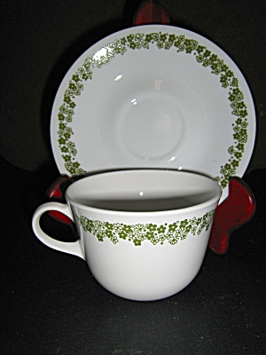 Vintage Corelle Spring Blossom Green Cup & Saucer 2 (Image1)