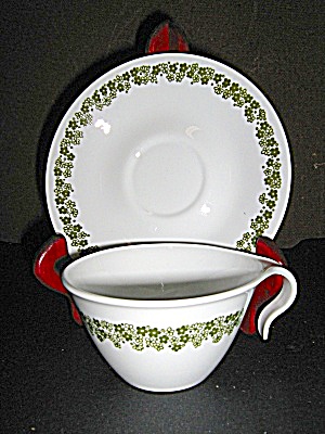 Vintage Corelle Spring Blossom Green Cup/Saucer Set (Image1)