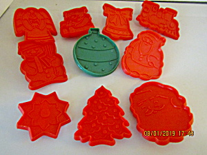 Vintage Red/green Christmas Ten Piece Cookie Cutterset