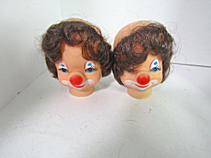 Vintage Clown Doll Heads Brown Hair