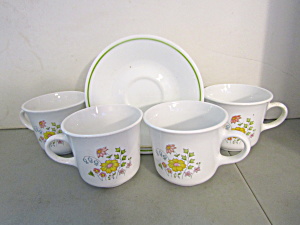 Vintage Corelle Meadow Set of 4 Cup and Saucer Set (Image1)