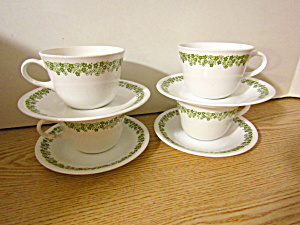 Corelle Spring Blossom Green Cup & Saucer Sets 2 (Image1)