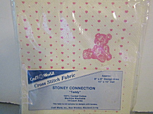 CW Cross Stitch Fabric Stoney Collection Pink Teddy (Image1)