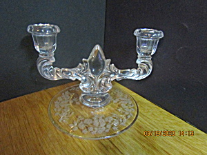 Vintage Heisey Etched Double Candlestick Holder