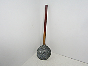 Vintage French Enamelware Skimmer Drainer Spoon (Image1)