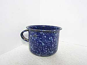 Vintage Enamelware Dark Blue Speckled Coffee Cup