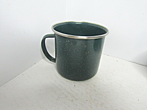 Enamelware Vintage Dark Green Speckled Coffee Cup (Image1)