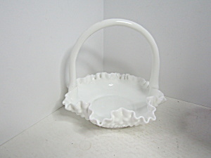 Fenton Hobnail Milk Glass Crimped Edge Basket (Image1)