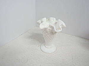 Vintage Fenton Hobnail Miniature Milk Glass Footed Vase