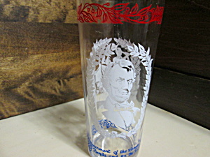 Vintage Abe Lincoln Red,White & Blue Drinking Glass (Image1)