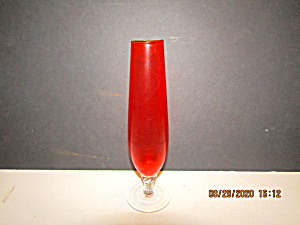 Vintage Ruby Red Hand Blown Footed Bud Vase (Image1)