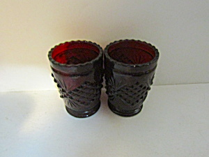 Vintage Ruby Red Diamond Votive Candle Holders (Image1)