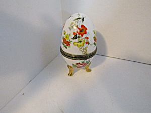 Vintage China Orange & Yellow Floral Trinket Box Egg (Image1)