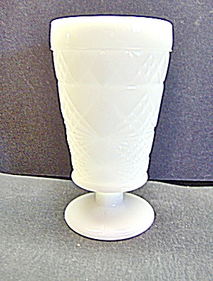 Vintage Big Top  Hazel Atlas Milk Glass Footed Goblet (Image1)