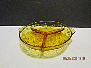 Vintage Indiana Glass Daisy Amber Relish Dish (Image1)