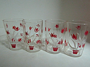 Vintage Swanky Swig Red Tulip Juice Glasses (Image1)