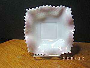 Vintage Indiana Glass Diamond Cut Iridescent Pink Dish