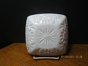 Vintage Milk Glass Shallow Square Floral Candy Dish (Image1)