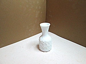 Vintage Milk Glass Raised Diamond Patterned Vase