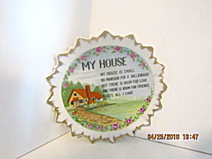 Vintage Gold & White Pointed Rimmed My House Plate (Image1)