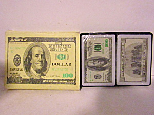 Vintage 100 Dollar Plastic Playing Card Double Set (Image1)