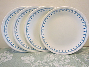 Vintage Corelle Snowflake Blue 4-piece Luncheon Plates
