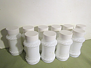 Vintage Milk Glass Rope Design Spice Jars (Image1)